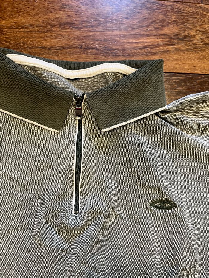 Polo manches courtes gris col zippe taille M - photo numéro 4