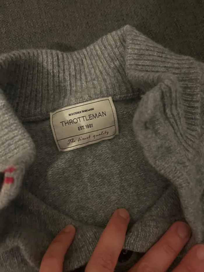 Pull avec de laine col bouton gris homme, Throttleman taille L - photo numéro 3