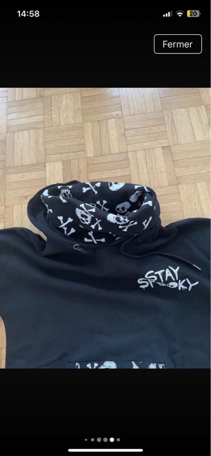 Sweat à capuche noir tête d mort - photo numéro 3