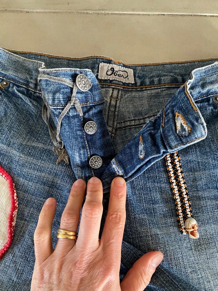 Short en jeans Ober bleu taille 40 - photo numéro 5