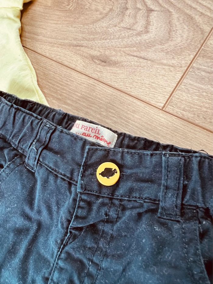 Taille 6 mois ensemble 2 pièces garçon DPAM noir et jaune * fish * 💙 - photo numéro 2