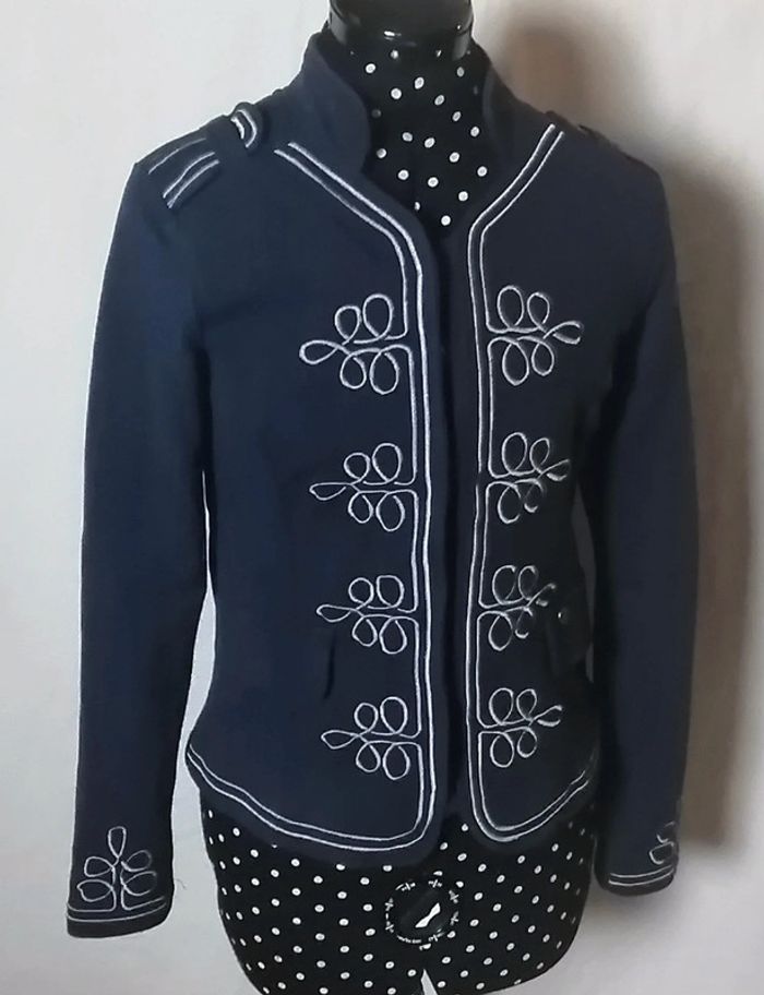 Veste / Blazer bleu marine broderie taille S DDP - photo numéro 7