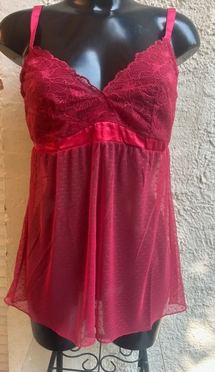 Caraco en tulle plumetis stretch et dentelle T42/44