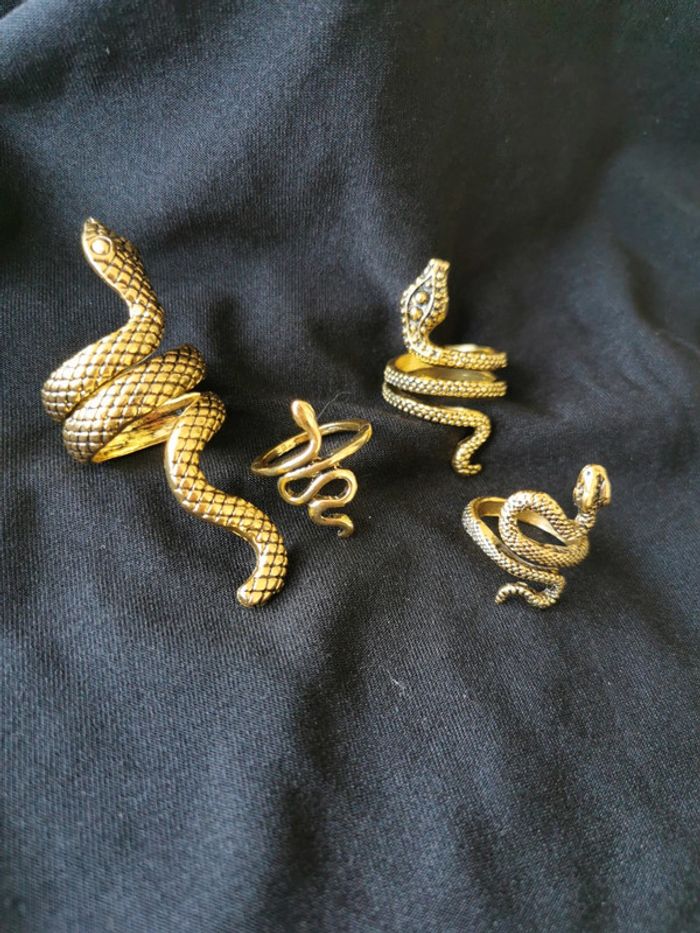 A46 lot de 4 bagues serpent doré or tendance