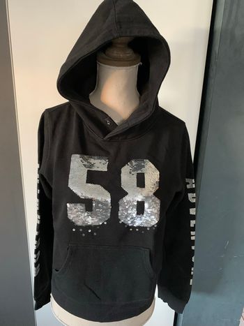 Sweat à capuche noir H&M avec sequins et paillettes Taille 12-14 ans (158-164 cm) en TBEG