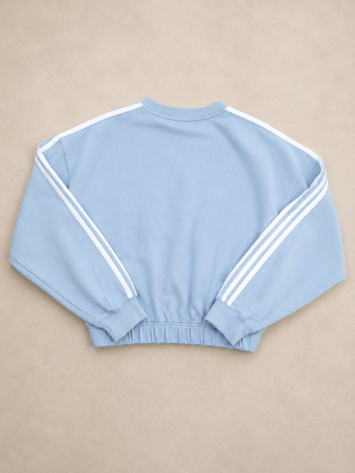 Sweat Adidas cropped bleu ciel 3 bandes taille M - photo numéro 2