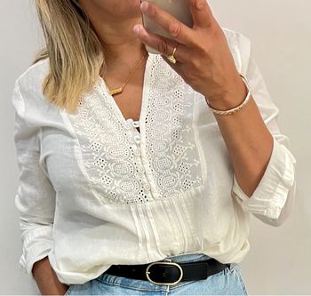🌿Blouse blanche brodée style bohème Taille M