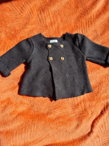 Gilet gris foncé tape à l'œil 3 mois 59 cm chat