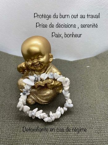 Bracelet chips de howlite blanche , 17 cm , lithothérapie