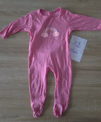 Pyjama rose coton arc en ciel 12 mois