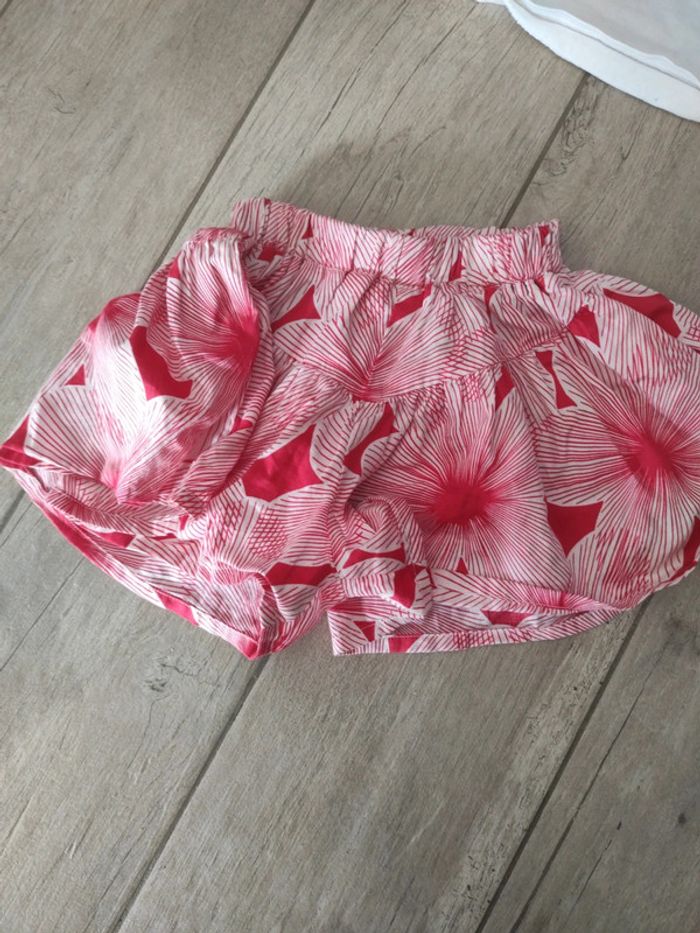 Ensemble jupe short et t-shirt Catimini rouge et blanc - photo numéro 2
