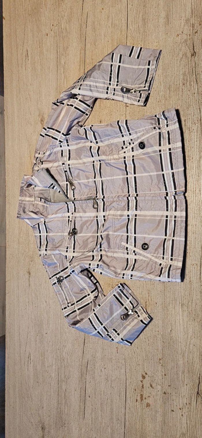 Veste coupe vent grise à carreaux, RR Republica, 8 ans, nickel - photo numéro 2