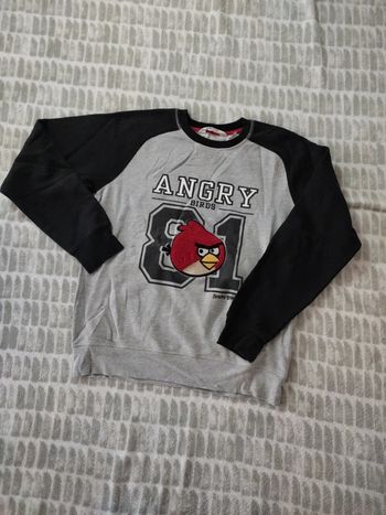 Sweat gris noir angry bird H&M 14 ans