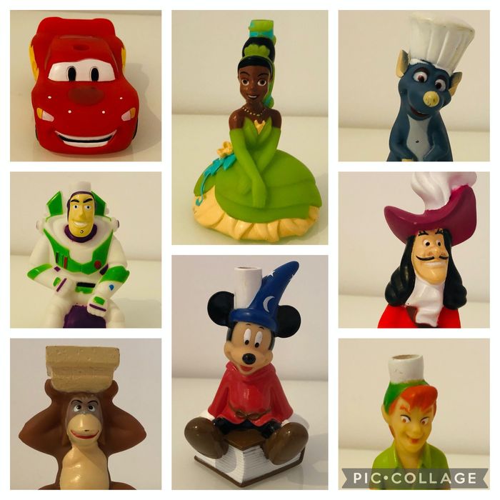 Disney Disneyland lot 8 bouchons pailles figurine straw bottle cap figure lot collection SOP77 - photo numéro 5