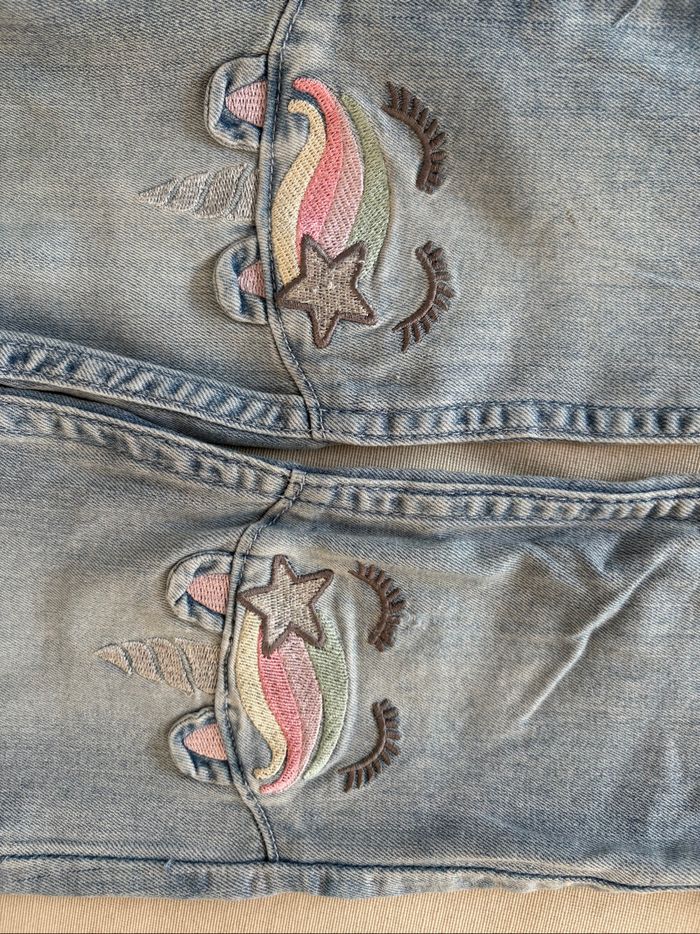Jegging jeans bleu motif licorne 6ans - photo numéro 2