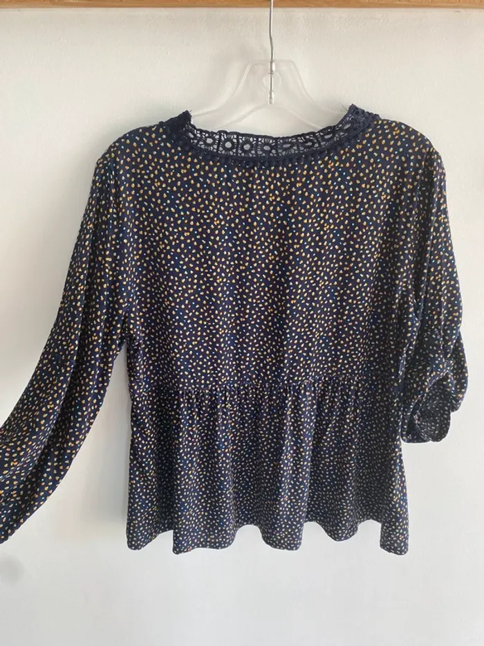 Blouse akoz de toi paris marine imprimer moutarde bleu ciel - photo numéro 5