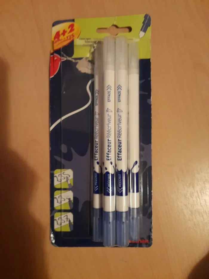 Lot de 6 Effaceurs Réécriveurs Bleus - Neufs (Emballage Ouvert)