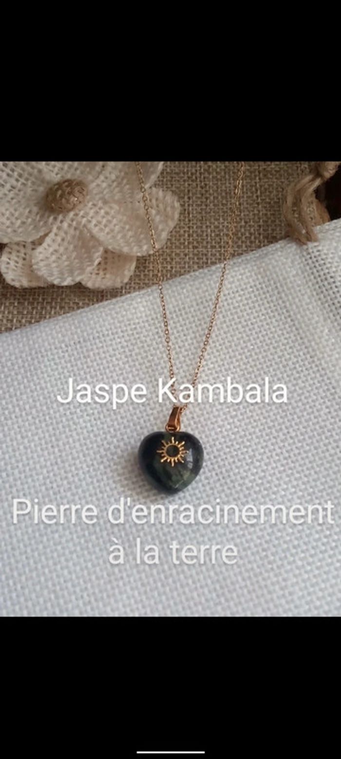 Collier pierre de jaspe kambala réversible