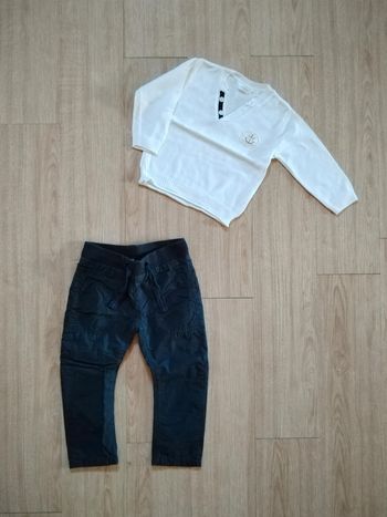 Pantalon cargo TAO et pull léger très fin kid kanai 2 ans