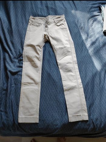 Pantalon beige blanc gris cassé droit vraies poches