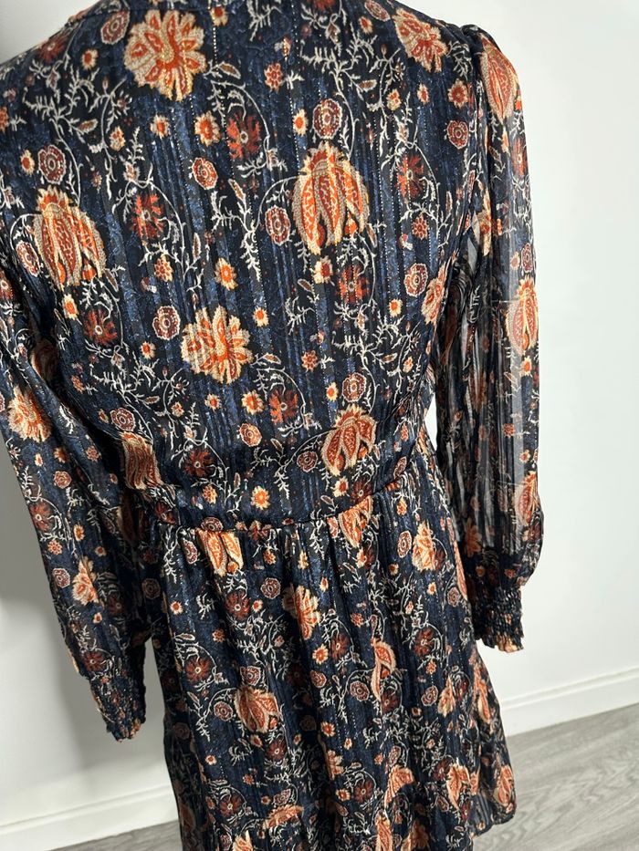 Robe à fleurs Paisley bleu marine orange doré Maison 123 T36 S - photo numéro 6