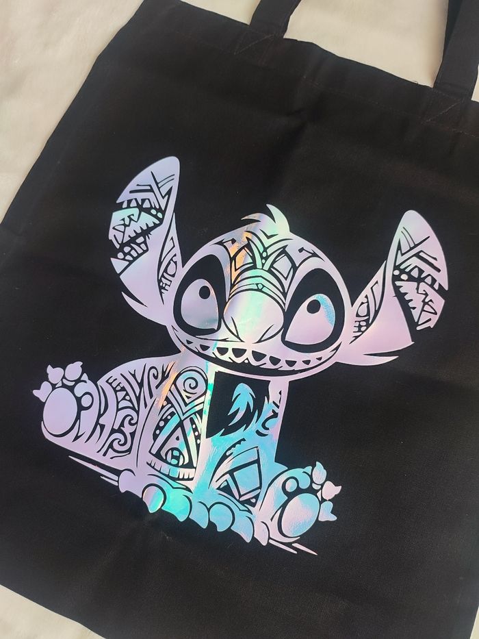 Sac cabas noir Stitch rose phosphorescent - photo numéro 2