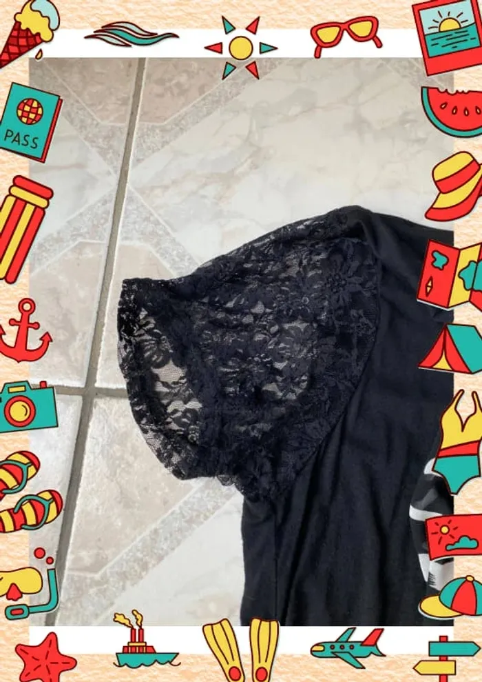 Tunique dentelle et imprimé blanc noir - photo numéro 3