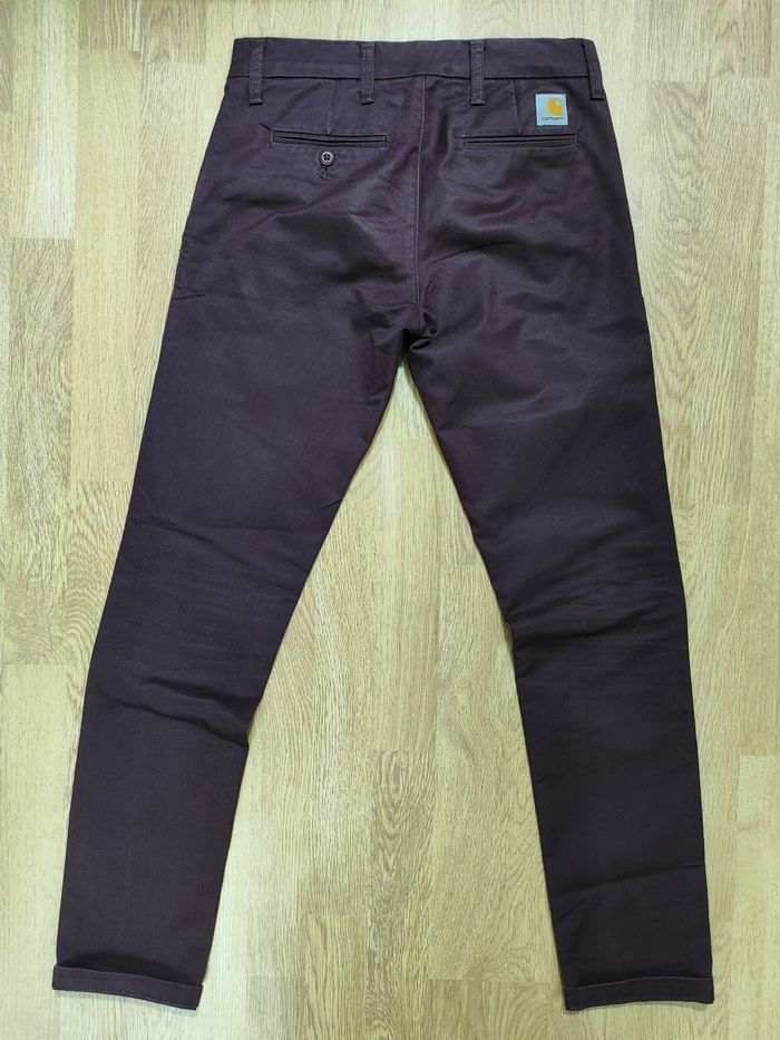 Pantalon Chino Carhartt Sid Pant couleur bordeaux taille 38 - photo numéro 3
