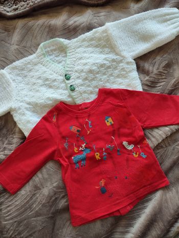 Lot gilet et t-shirt manches longues 3 mois
