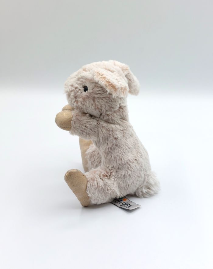 Doudou peluche créations DANI lapin beige chiné pattes brillantes 20 cm - photo numéro 2