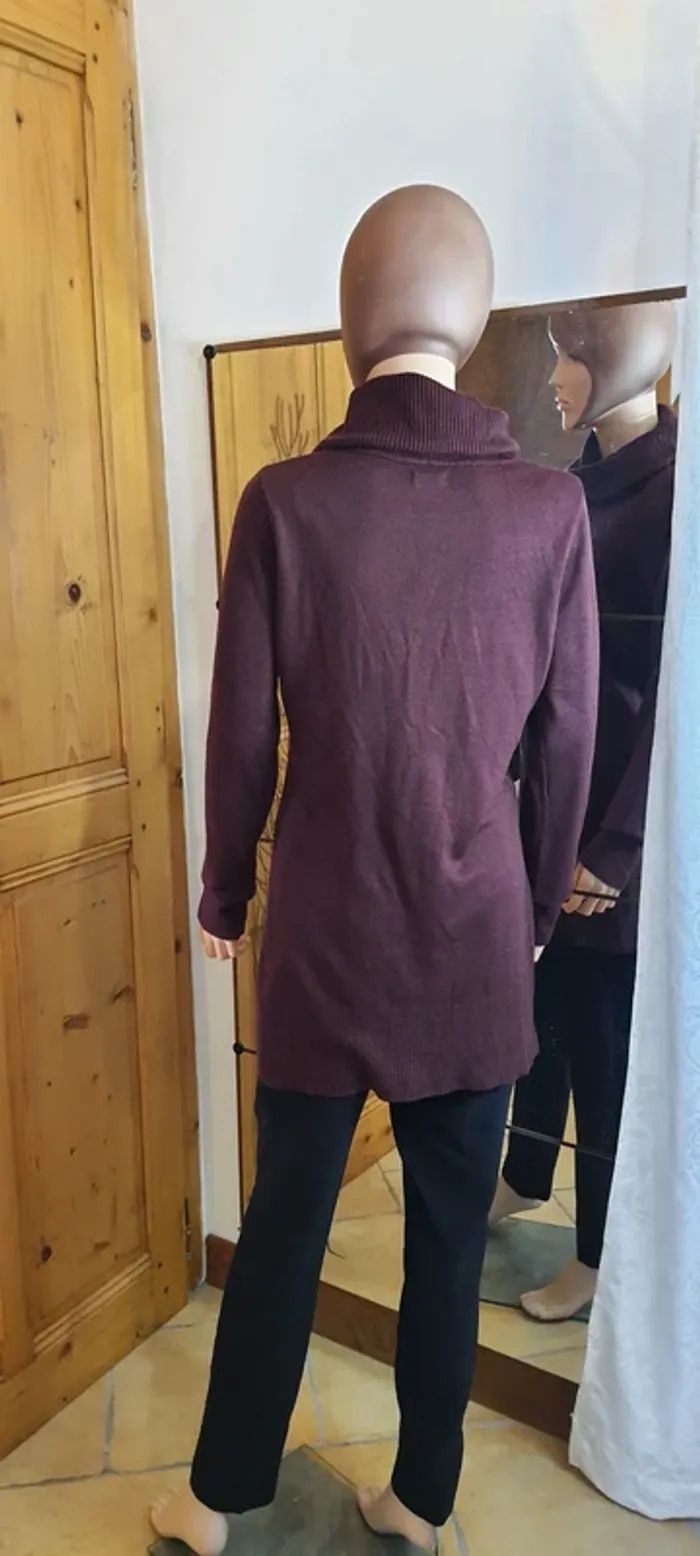 Pull col roulé bordeaux femme "Arkitec" taille M - photo numéro 3