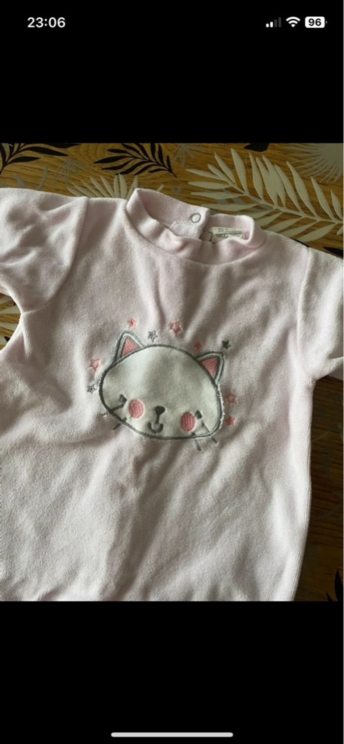 Pyjama 1 pièce rose petit chat fruit de ma passion bb 3 mois - photo numéro 2