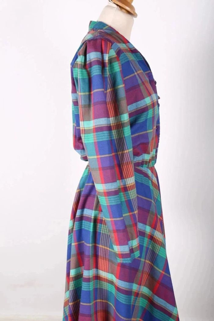 Petite robe vintage 80's en coton et viscose motif à carreaux (#250013) - photo numéro 5
