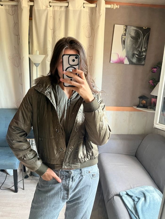 Blouson Afghan vintage y2k 2000yer y2k fur hooded winter bomber jacket 2000er Afghan manteau - photo numéro 2