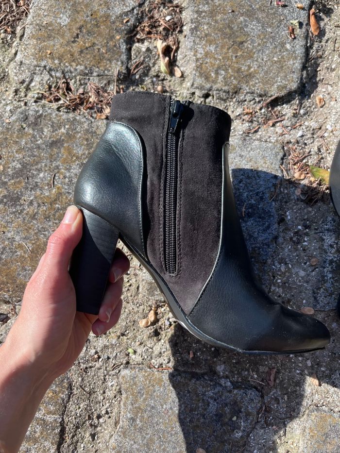 Bottines noires brides à talon taille 37/38 talons à 8 cm - neuves - photo numéro 4