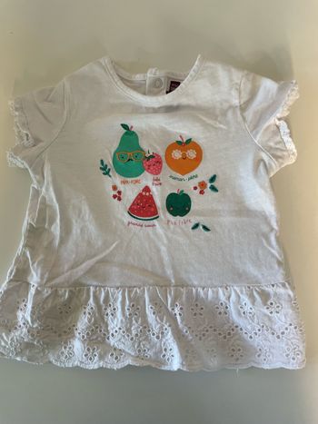 Tee shirt blanc manches courtes - 74cm - 12 mois