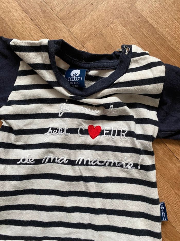 T-shirt à rayures marinière taille 12 mois vintage - photo numéro 2