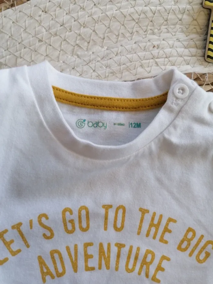 Tee-shirt manches courtes blanc à motifs - Gémo - 12 mois - photo numéro 2