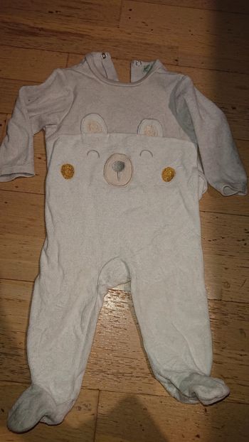 Pyjama velours ours blanc et beige