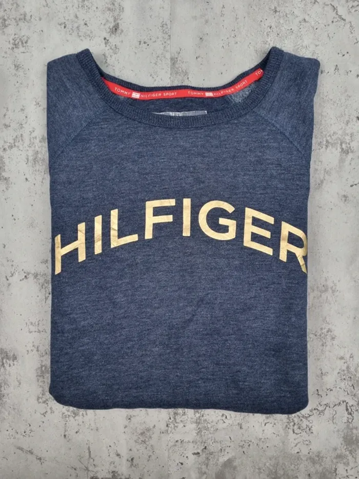 Sweat Tommy Hilfiger bleu chiné – Taille M Femmes (mesures en photos) - photo numéro 2