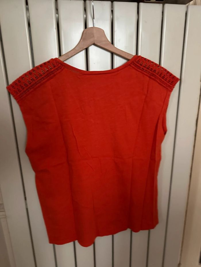 T-shirt orange detail dentelle Camaieu M - photo numéro 3