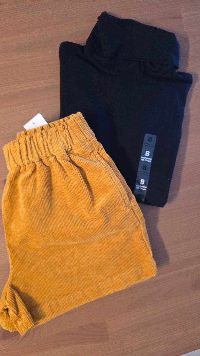Neufs (non portés) 🏷🥰😍ensemble sous pull et short 8 ans fille 😍🥰 - photo numéro 2