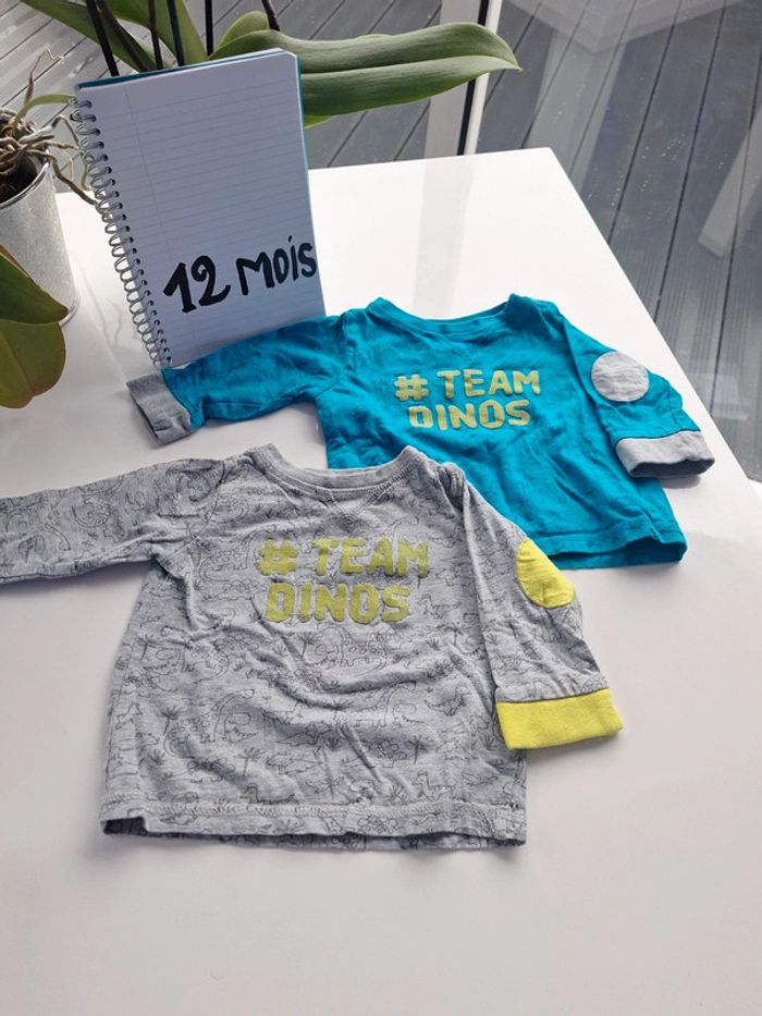 Lot 2 tee-shirts manches longues 12 mois Tisaia