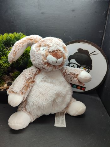 doudou peluche lapin simba toys marron chiné blanc beige Noir Doux Fourrure