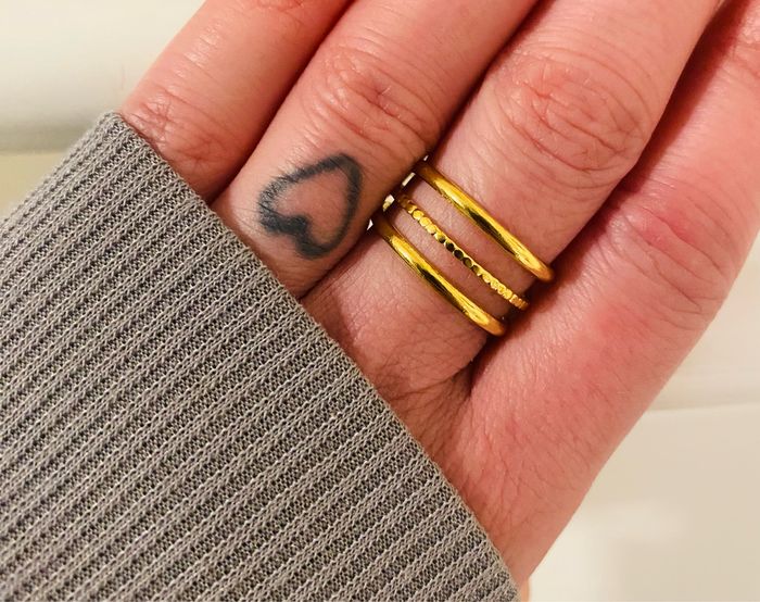 Bague ajustable doré triple anneaux acier inoxydable
