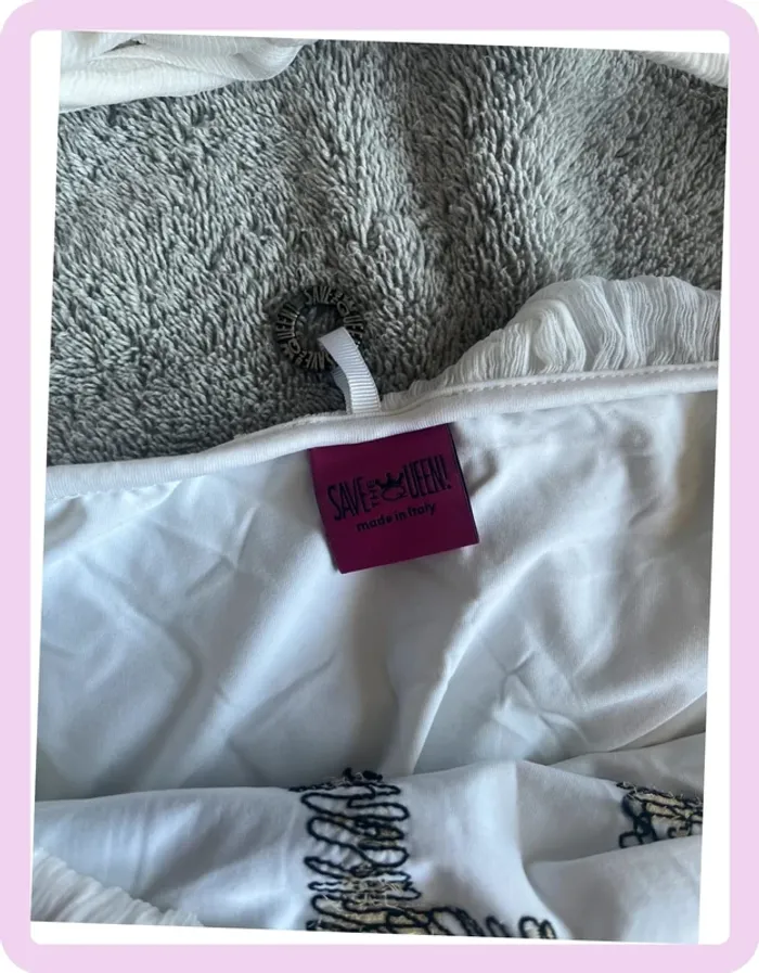 Haut Save the Queen T. L – Soie blanc cassé, tulle girafes, dos noué - photo numéro 4