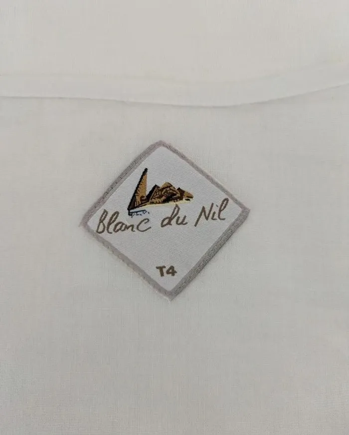 Blouse brodée blanche en coton - Blanc du Nil - taille 4 (44/46) - photo numéro 5