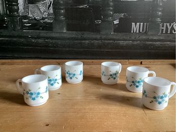 6 Tasses à café motif myosotis  Arcopal