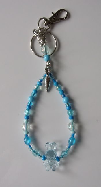 Porte clé ou Déco de sac à main lapin Bleu