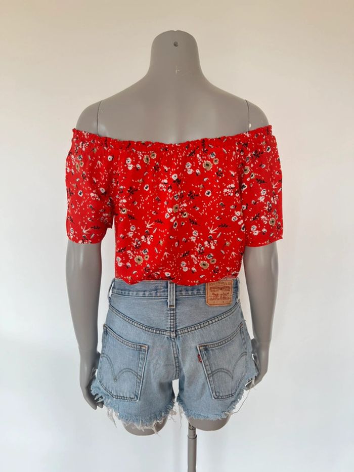 T-shirt rouge à fleurs Caroll - Taille 36 - photo numéro 2